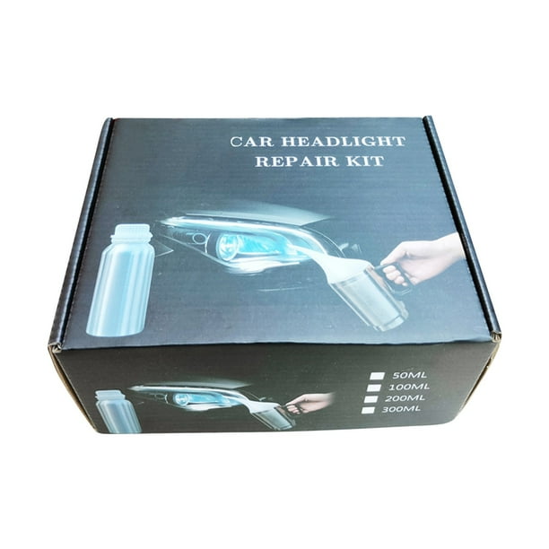 Kit de Reparación y Reacondicionamiento de Faros de Coche con Vaso Atomizador + 200 Ml de Solución Reparadora + Juego Completo de Herramientas de Pulido