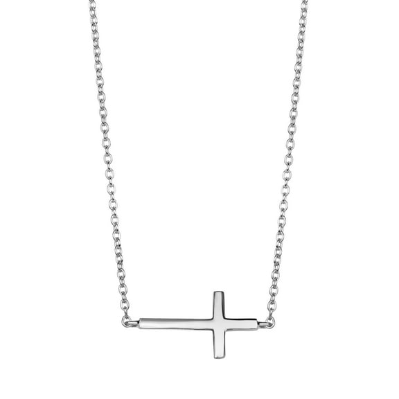 Ritastephens Sterling Silver Mini Sideways Cross Necklace