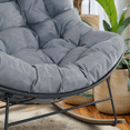 thumbnail image 4 of Outdoor Rocking Chair, Patio Egg Rocking Chair, Indoor Papasan Chair, Rattan Wicker Lounge Chair, Modern Royal Chair for Bedroom, Living Room, Porch, Garden, Lawn-Grey, 4 of 7