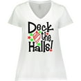 thumbnail image 3 of Inktastic Deck the Halls Christmas Ornament Women's Plus Size V-Neck T-Shirt, 3 of 5