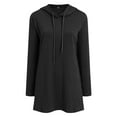 thumbnail image 4 of QHFBli Women Hooded Sweater Dress Trendy Texture Knit Casual Pullover Hoodies Loose Fit Long Sleeve Elegant Sweatshirt Fall Dress, 4 of 5
