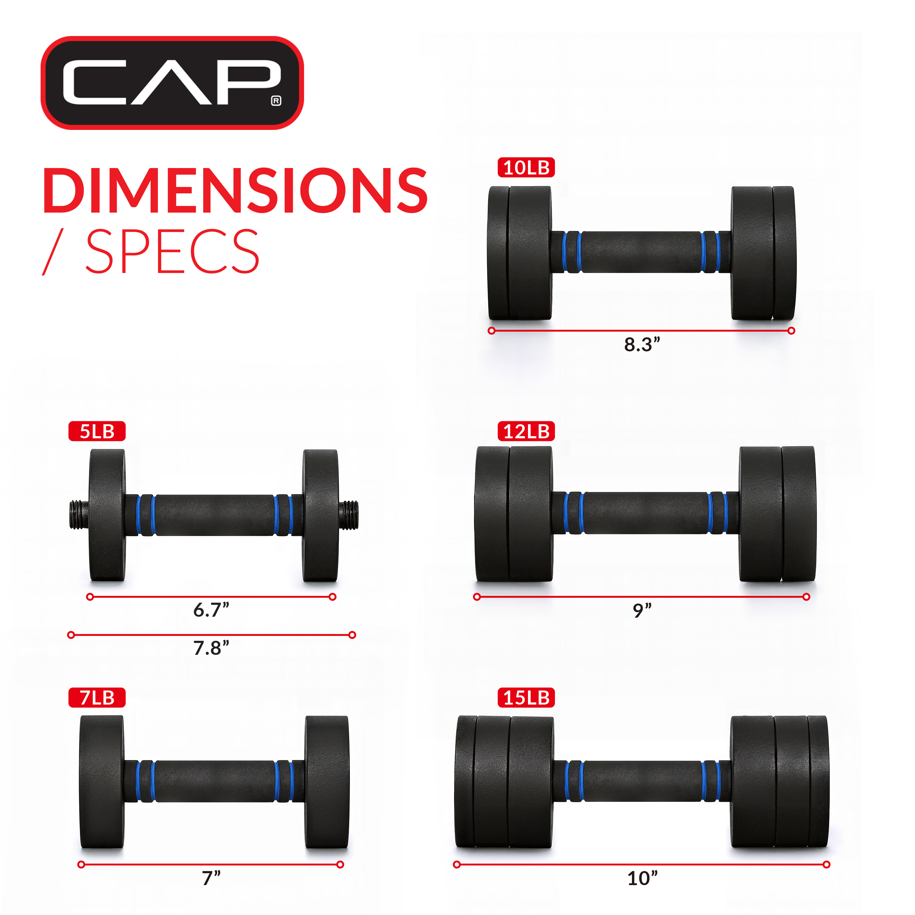 CAP Adjustable Threaded Dumbbell with Foam Handle photo 4