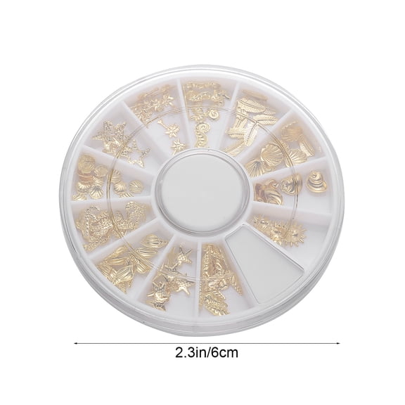 SOPOTUTU Glossy Fake Nail Art Metal Rivet Studs Golden Metal 12 Grids About 2.4x2.4in