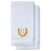 Monogrammed Hand Towels for Bathroom Kitchen Makeup | Personalized Gift for Wedding-Bridal | Roman Font Custom Luxury Turkish Towel | Spa Collection, Oversized, 16 X 30 Inch, Set of 2