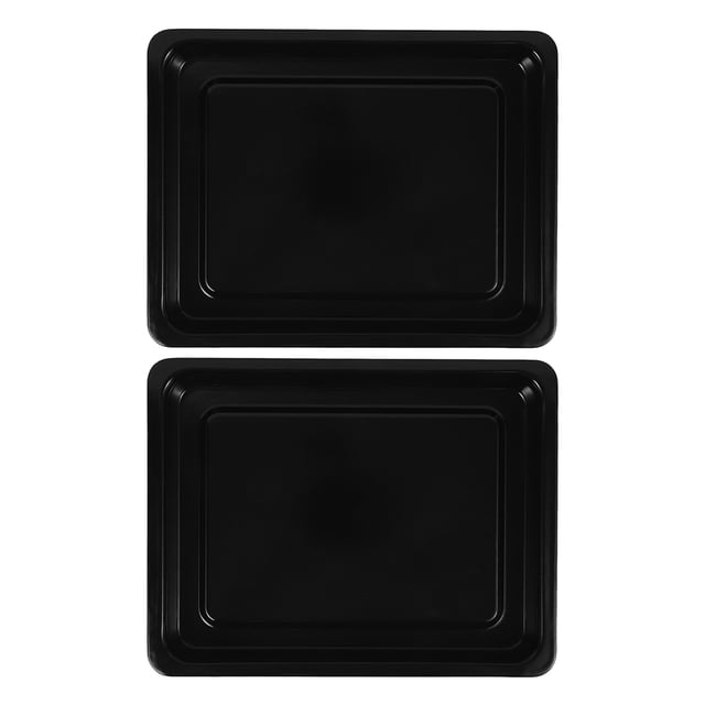 HEATSHAKING 2Pcs Black Enamel Oven Tray Set Durable Commercial Baking Pan with Glossy Easy Clean Surface