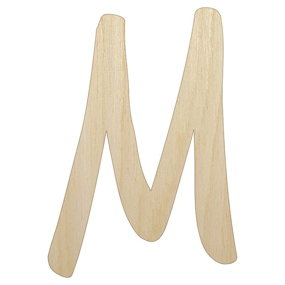 Letter M Uppercase Felt Marker Font Wood Shape Unfinished Piece Cutout Craft DIY Projects - 4.70 Inch Size - 1/8 Inch Thick