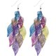 thumbnail image 4 of Dangle Earrings for Women Handmade Boho Super Lightweight Chandelier Dangle Drop Earring Gold Silver Plated Colorful Leaf -, 4 of 4