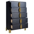 thumbnail image 3 of Theo Tall Dresser Chest, 5 Drawers, Vertical Gold Handles, Black Wood, 3 of 5