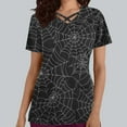 thumbnail image 2 of Stamzod Halloween Costume Scrub for Women Gradient Net Print Slim Fit Shirts&nbsp;Graphic Tees Short Sleeve V Neck Nursing Uniforms, 2 of 5