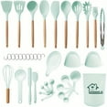 thumbnail image 2 of 38pcs/set, Silicone Utensil Set, Kitchen Utensil Set, Safety Cooking Utensils Set, Non-Stick Cooking Utensils Set With Wooden Handle, Washable Modern Cookware, Kitchen Stuff, Kitchen Gadgets, Kitchen, 2 of 9