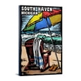 thumbnail image 1 of South Haven, Michigan, Beach Chair, Scratchboard, (12x18 Wrapped Canvas, Wall Decor, Artwork), 1 of 5