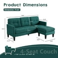 thumbnail image 3 of Convertible Sectional Sofa Couch, Modern L-Shaped Couch 3-Seat Sofa, Reversible Sectional, Dark Green, 3 of 6