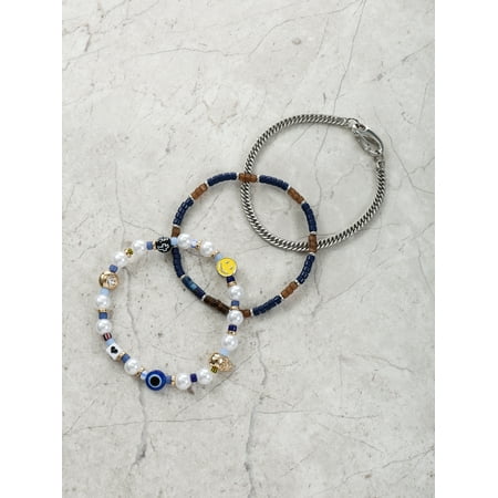 No Boundaries Men's Beaded Bracelet, Multicolor, 3 Pack