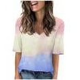 thumbnail image 1 of T-Shirt Décontracté à Col en V pour Femmes, Manches 1/2, Confortable, Mode, pour Usage Quotidien, Maison, Matériau Imitation Rack Doux, 1 of 8