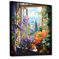 thumbnail image 2 of Designart "Purple and Yellow Flower Window Garden III" Floral Framed Wall Art - Traditional Purple Window Entryway Framed Wall Art, 2 of 6
