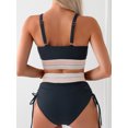 thumbnail image 4 of Women's High Waisted Bikini Sets Two Piece Tummy Control Swimsuit Color Block Bathing Suits, 4 of 9