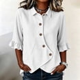 thumbnail image 2 of Edvintorg Women's Blouses & Button-Down Shirts Fashion Turndown Collar 3/4 Sleeve Casual Loose Tops Summer Clothes for Women White XXL, 2 of 6