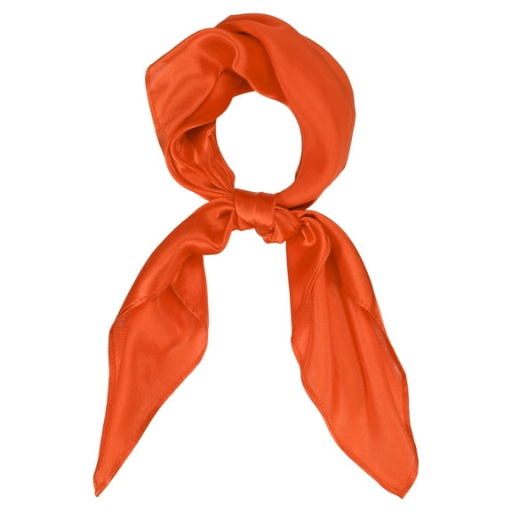 Fashion Scarves for Women, Silk Square Scarf Silky Satin Head 21"x21", Orange