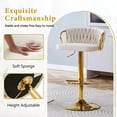 thumbnail image 5 of CQSXDA Set Of 2 Modern Velvet Braided Bar Stools With Adjustable Height Gold Metal Base Upholstered Bar Chairs, Beige,Gold, 5 of 14
