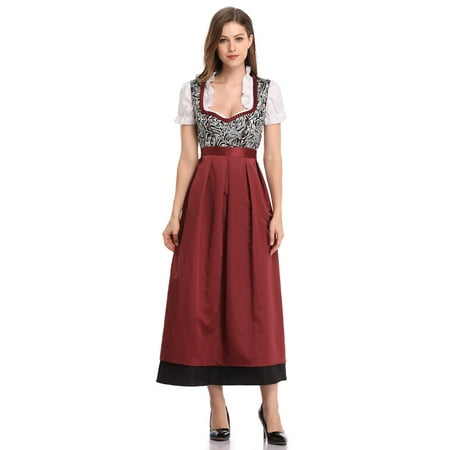 Women's 3-Piece Long German Oktoberfest Dirndl Dress