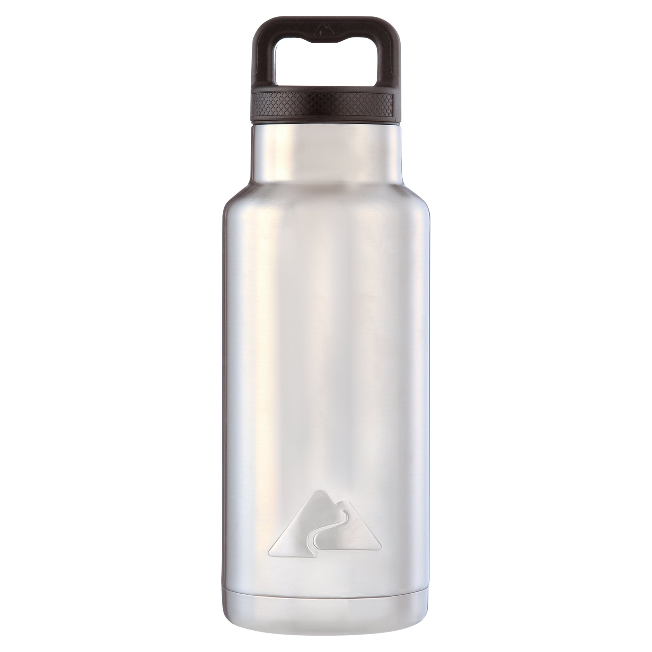 (2 pack) Ozark Trail 36 oz Stainless Steel Insulated Water Bottle with Wide Mouth Lid, Silver and Black