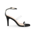 thumbnail image 3 of BLISSFUL STEP Women's Square Toe Rhines Adjustable Ankle Strap Stiletto Heels Sandal Black 10, 3 of 8