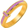 thumbnail image 2 of 925 Sterling Silver Yellow Gold Plated Amethyst Beautiful Cross Band Ring Women Christmas Gift, 2 of 2
