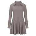 thumbnail image 6 of Lovskoo Women's Long Sleeve Fall Dresses 2024 Casual Collared A Line Fit and Flare Skater Mini Dress Gray, 6 of 7