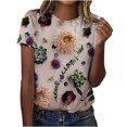 thumbnail image 2 of RT5YKing T-Shirts d'Été à Col Rond Imprimés pour Femmes Blouse à Manches Courtes Décontractée Hauts à Imprimé Floral pour Femmes, 2 of 6