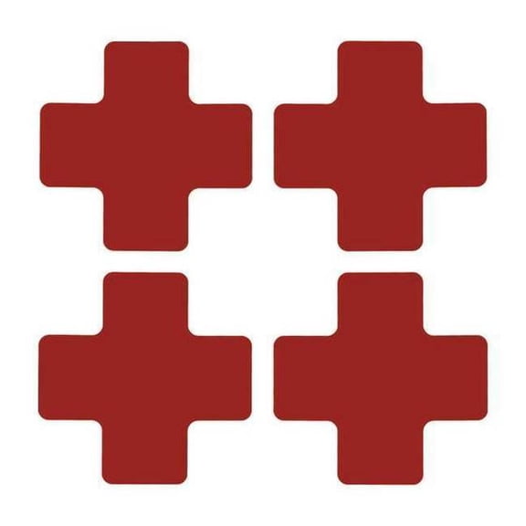 Brady Floor Tape,Red,2 inx5 in,Cross,PK20 104466