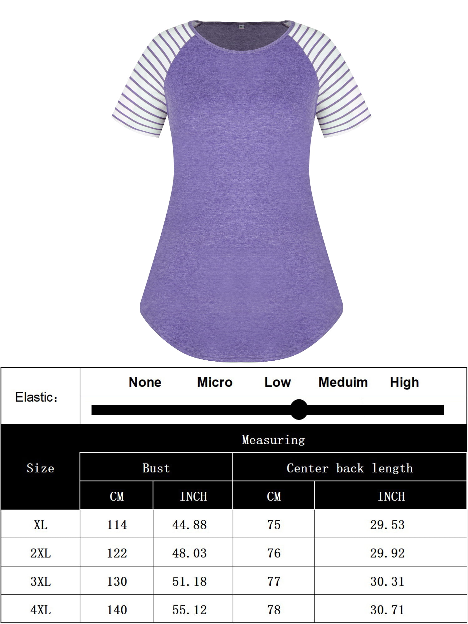 Chama Womens Plus Size Basic Tunic Blouses Striped Raglan Tee Shirts Short  Sleeve Summer Tops