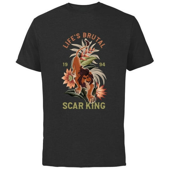 Disney The Lion King Anniversary ’94 Scar King Life’s Brutal - Short Sleeve Cotton T-Shirt for Adults - Customized-Black
