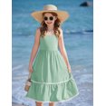 thumbnail image 3 of Arshiner Girls Spaghetti Strap Dress Tiered Cami Maxi Sundress with Pockets | Girls Summer Dresses for Kids 6-14 Years, 3 of 5