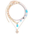 thumbnail image 1 of Collar con cuentas de flor de oso de goma rosa para mujer, Gargantilla de perlas asimétrica de mal de ojo, collares multicapa bohemios, joyería de fiesta Y2K Tan Jianjun unisex, 1 of 2