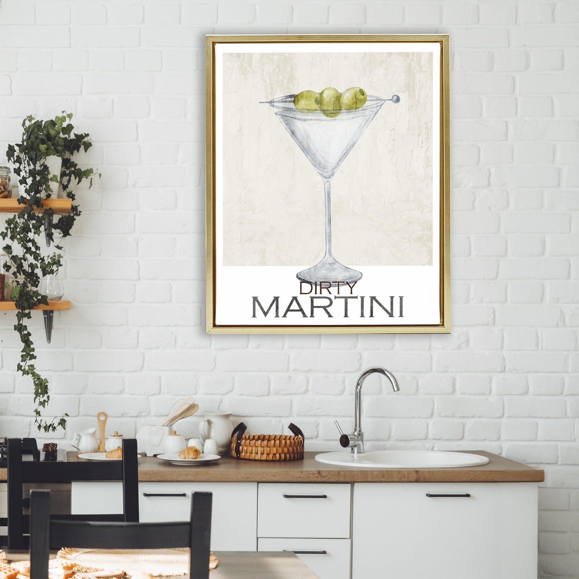 Stupell Industries Dirty Martini Olives Gold Framed Floater Canvas Wall Art, design by Kim Allen