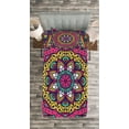 thumbnail image 3 of Ambesonne Mandala Quilted Bedspread Set 2 Pcs, Colorful Floral Motif, Twin Size, Multicolor White, 3 of 3