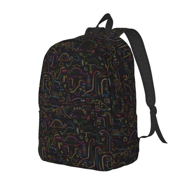 Easygdp Doodle Dinosaur Mochila de Lona Resistente para Laptop, Compatible con Laptops de 15 a 17 pulgadas, Ideal para Escuela, Trabajo y Viajes-Medium