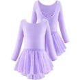 thumbnail image 3 of WIBACKER 3-12Y Girls Ballet Leotards Toddler Long Sleeve Crisscross Back Dance Dress Outfit with Removable Shiny Skirt Combo, 3 of 14