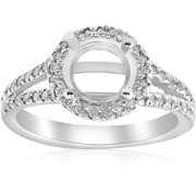 Pompeii 1/2ct Halo Split Shank Diamond Engagement Ring Setting 14k White Gold Semi Mount