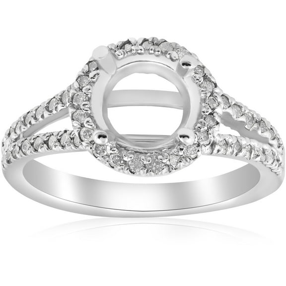 Pompeii 1/2ct Halo Split Shank Diamond Engagement Ring Setting 14k White Gold Semi Mount
