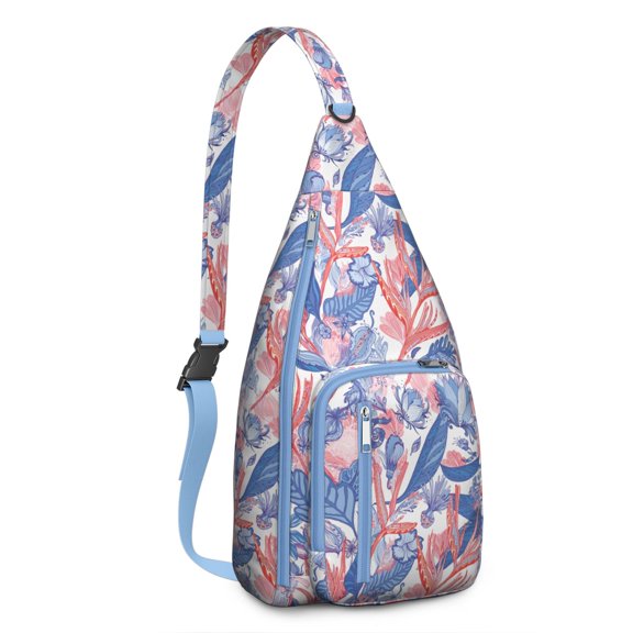 Waterproof Hiking Sling Backpack for Women – Lightweight Floral Crossbody Chest Bag with Adjustable Strap, Botanical Wildflower Travel Backpack for Outdoor & Everyday Use