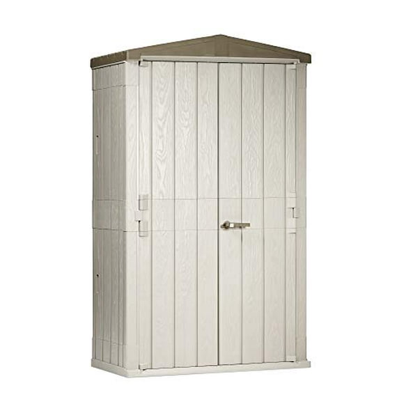 Toomax 76 Cu. Ft. Heavy Duty Weather Resistant Lockable Outdoor Garden Plastic Vertical Storage Shed Cabinet