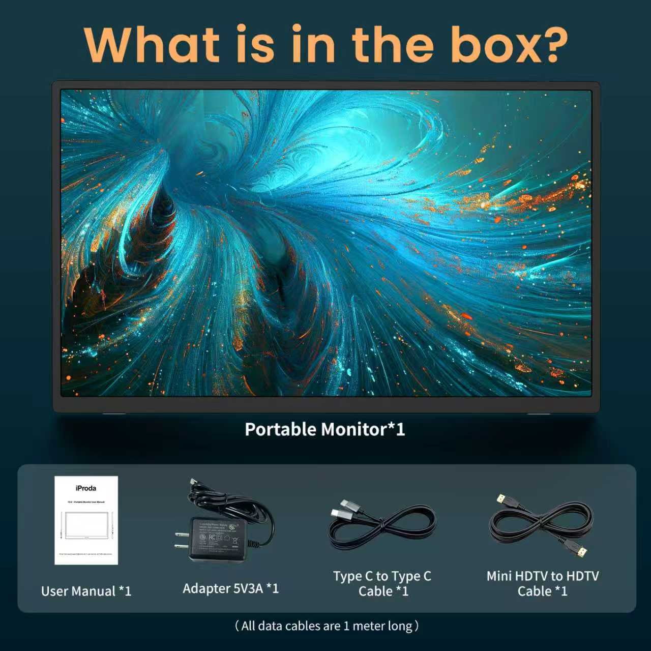 18.5-inch portable monitor, 1080P Full HD IPS gaming screen with 120Hz refresh rate and dual speakers, can be used as a secondary screen (cannot be used independently).
