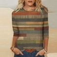 thumbnail image 2 of Bxsruta Tops for Women, Printed Round Neck 3/4 Sleeve T-Shirt Lightweight Knit Pullover Top, 2 of 6