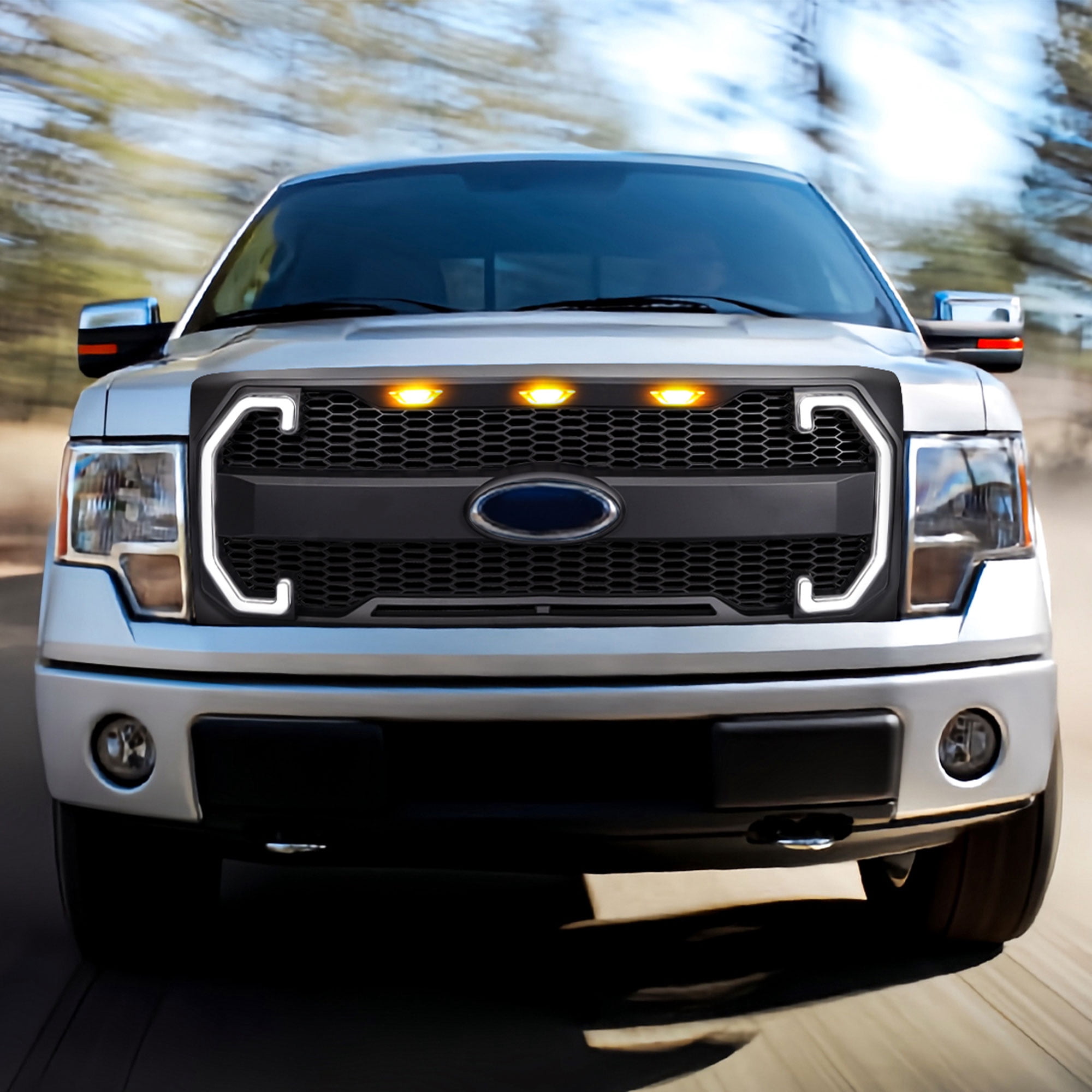 AMERICAN MODIFIED Raptor Style Mesh Grille for 09-14 Ford F150, Matte Black