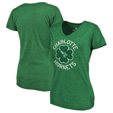 Charlotte Hornets Fanatics Branded Women's St. Patrick's Day Luck Tradition Tri-Blend V-Neck T-Shirt - Green