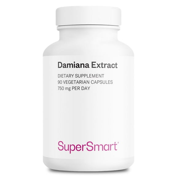 SuperSmart Damiana Extract 750mg per Day (Turnera Herb) - Damiana Leaf Supplement for Women & Men | Non-GMO & Gluten Free - 90 Vegetarian Capsules