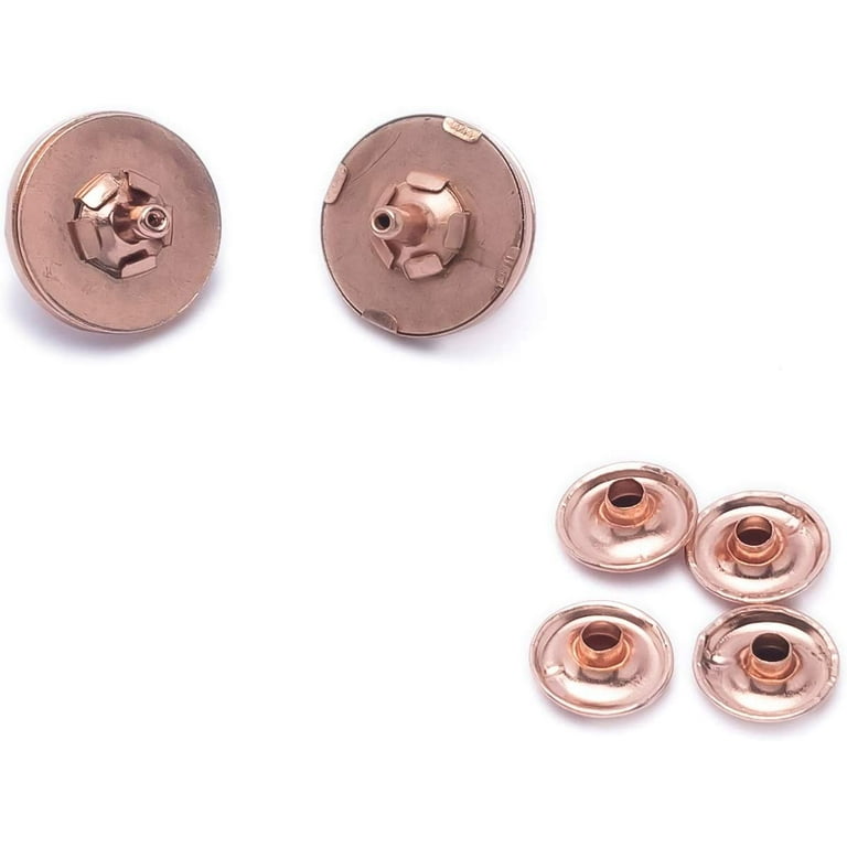Trimming Shop Magnetic Clasp Snap Fastener Button Double Rivet Closures  (14mm, Rose Gold, 20pcs) 