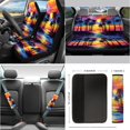 thumbnail image 2 of Jeiento Sunset Palm Tree 14 PCS Car Seat Cover Set with Steering Wheel Cover Seat Belt Strap Pads Cup Holder Gear Shift Knob Covers Set Rear View Mirror Accessory Keychains Fit for SUV Van Sedan, 2 of 6