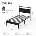 thumbnail image 6 of Bexfil Twin Size LED Bed Frame with Charging Station, Modern Metal Platform Bed with Wood Headboard, Black Oak, 6 of 7